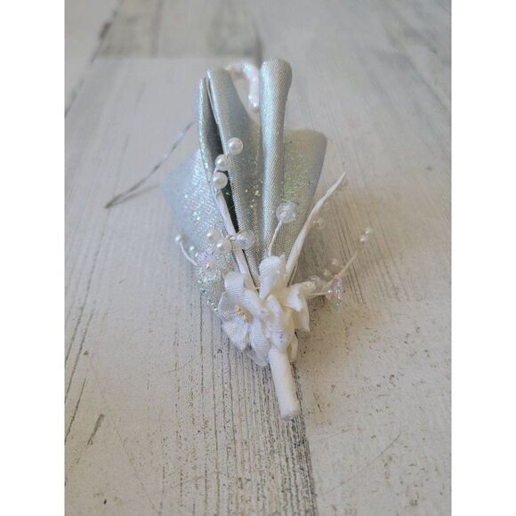 White mini glitter umbrella flower ornament Xmas - Picture 6 of 6